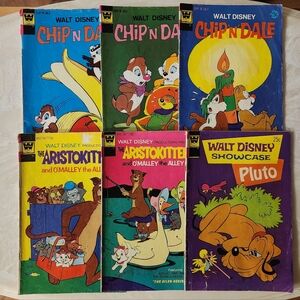 Vintage Disney Whitman Comic Book Lot of 6 - Chip N Dale , PLUTO, Aristo…